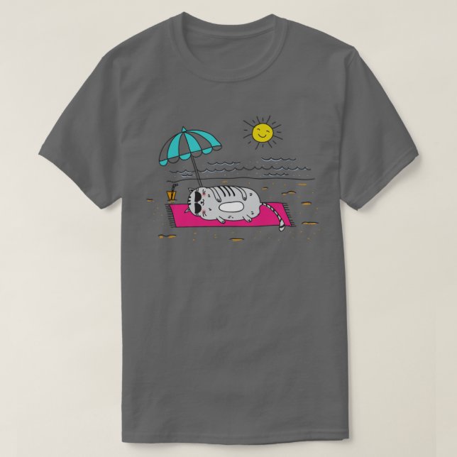 Camiseta Gato en la playa (Diseño del anverso)