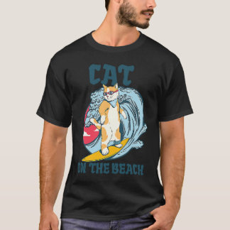 Camiseta gato en la playa