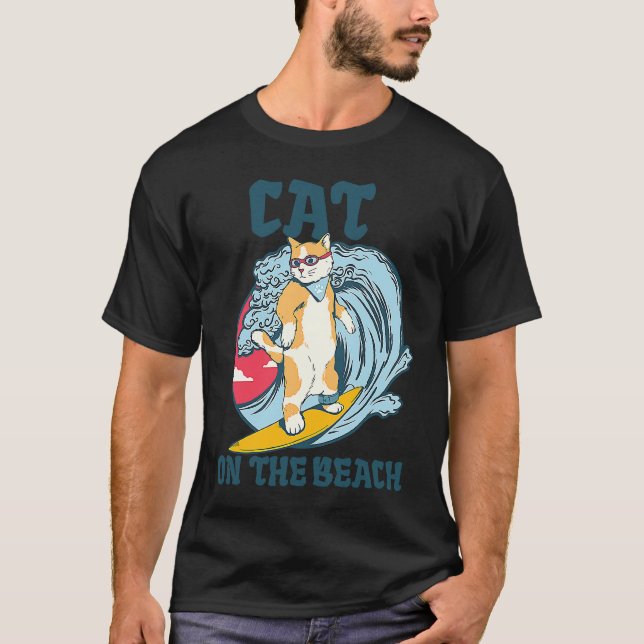Camiseta gato en la playa (Anverso)