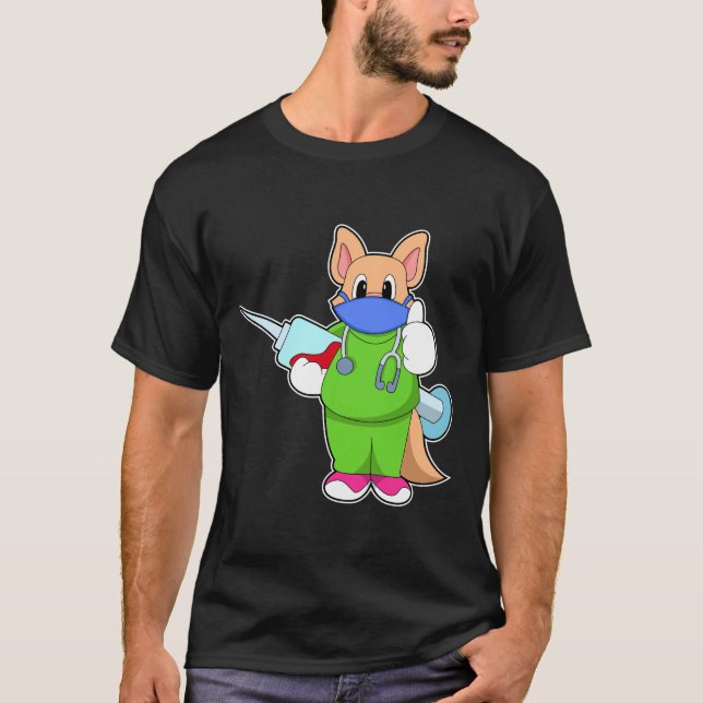 Camiseta Gato en la vacunación con jeringas (Anverso)