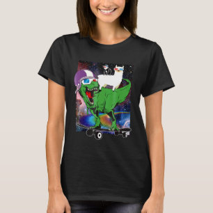 Camiseta Gato en Llama en Gafas 3D de Dinosaurio Rex Galxy