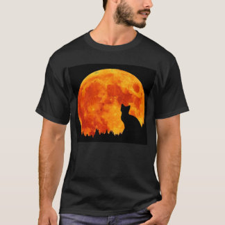 Camiseta Gato en luna anaranjada llena