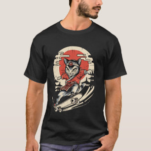 Camiseta Gato en monopatín Arte Japonés Antiguo Ukiyo e