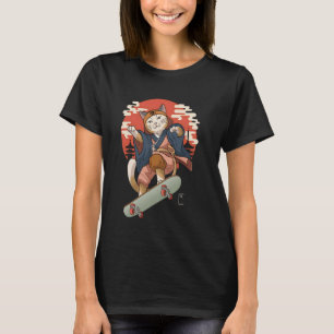 Camiseta Gato en monopatín Arte Japonés Antiguo Ukiyo e