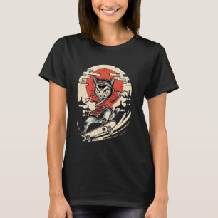 Camiseta Gato en monopatín Arte japonés vintage Ukiyo e