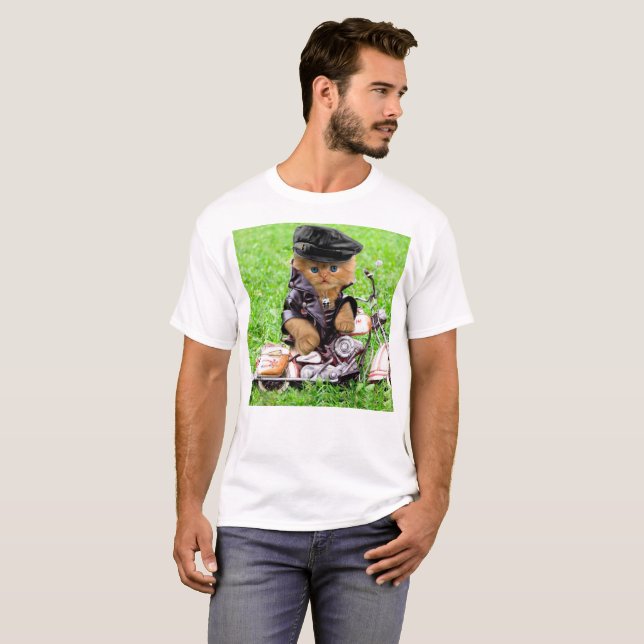 Camiseta Gato en motocicleta (Anverso completo)
