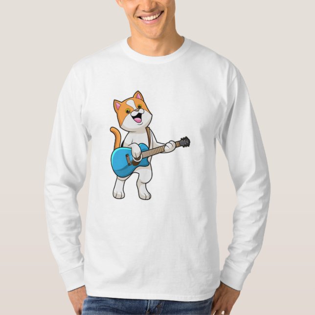 Camiseta Gato en música con guitarra (Anverso)