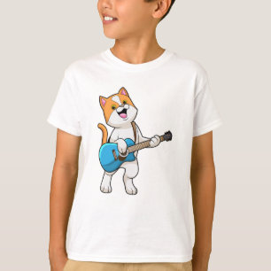 Camiseta Gato en música con guitarra