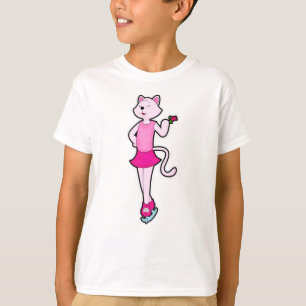 Camiseta Gato en patinaje sobre hielo con flor