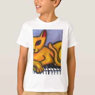 Camiseta Gato en piano