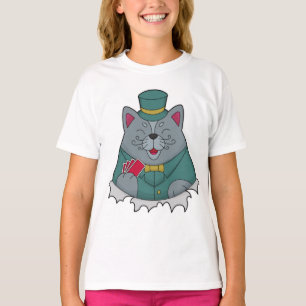 Camiseta Gato en Poker con tarjetas de póker
