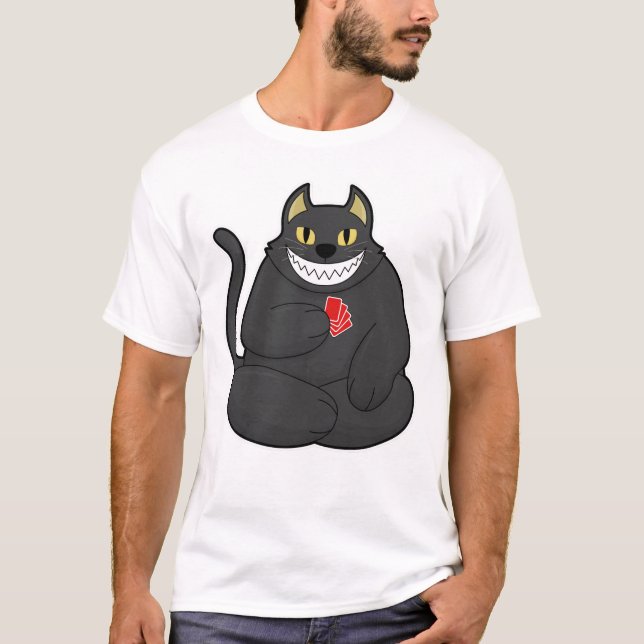 Camiseta Gato en Poker con tarjetas de póker (Anverso)