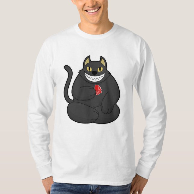Camiseta Gato en Poker con tarjetas de póker (Anverso)