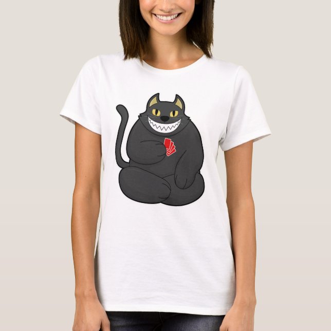 Camiseta Gato en Poker con tarjetas de póker (Anverso)