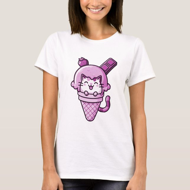 Camiseta Gato en rosa de cono (Anverso)