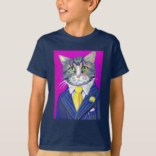 Camiseta Gato en un traje y té de niño