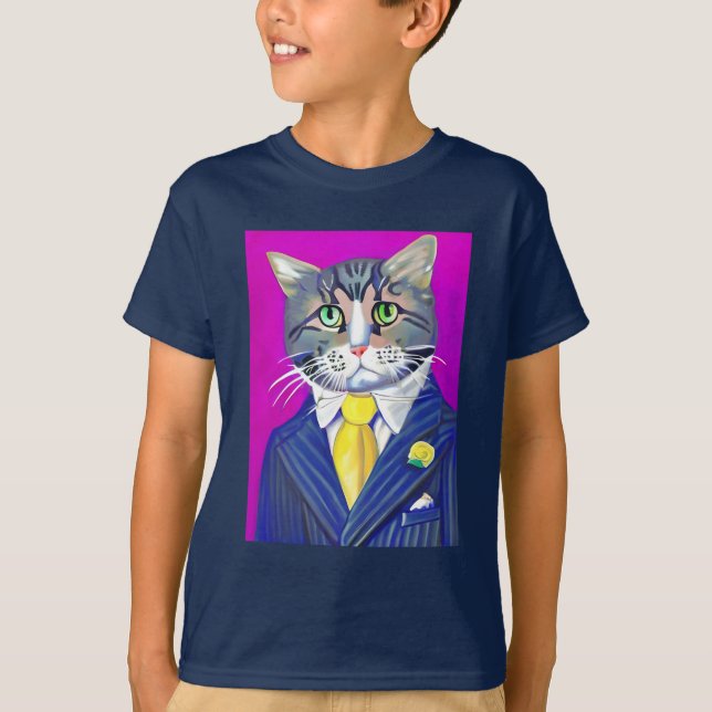Camiseta Gato en un traje y té de niño (Anverso)