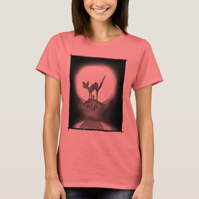 Camiseta Gato en una lápida (Anverso)