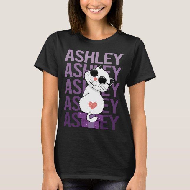 Camiseta Gato encantador - Nombre Ashley (Anverso)