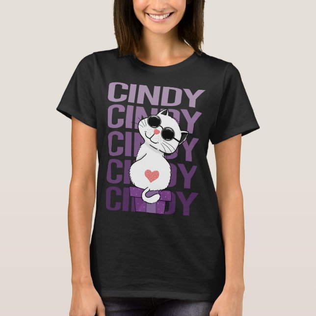 Camiseta Gato encantador - Nombre de Cindy (Anverso)