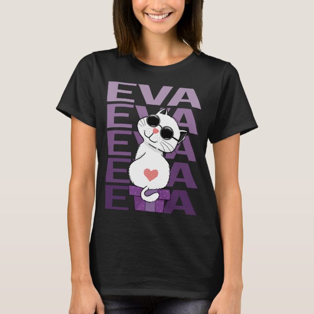 Camiseta Gato encantador: nombre de Eva (Anverso)