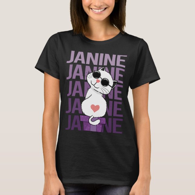 Camiseta Gato encantador - Nombre de Janine (Anverso)