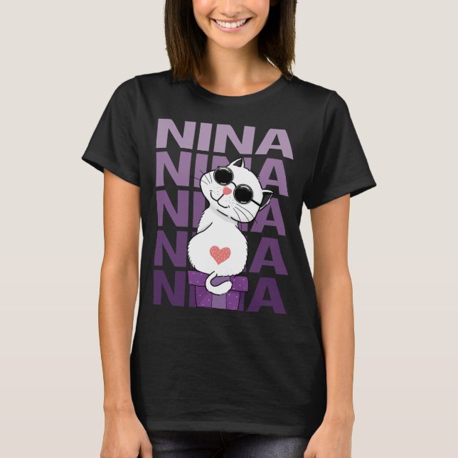 Camiseta Gato encantador - Nombre de la nina (Anverso)