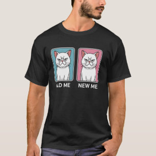 Camiseta Gato enfadado divertido antiguo yo nuevo yo sarcás