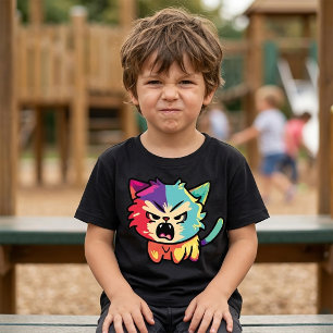 Camiseta Gato Enfadado Kawaii Lindo - Gatito Silbante Pop A