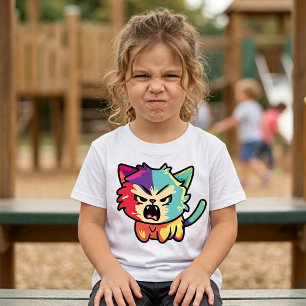 Camiseta Gato Enfadado Kawaii Lindo - Gatito Silbante Pop A