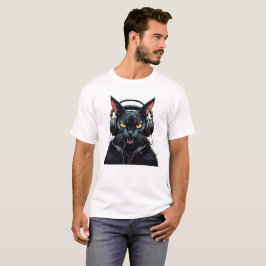 Camiseta gato enojado con audífonos lindo gato gracioso