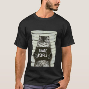 Camiseta Gato Enojado Divertido Odio a la Gente Diseño de H