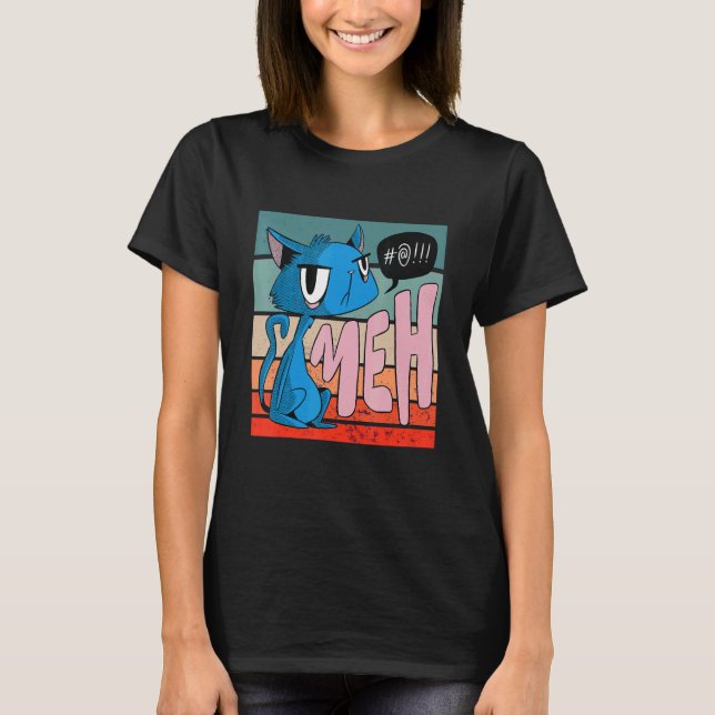 Camiseta Gato Enojado Meh (Anverso)