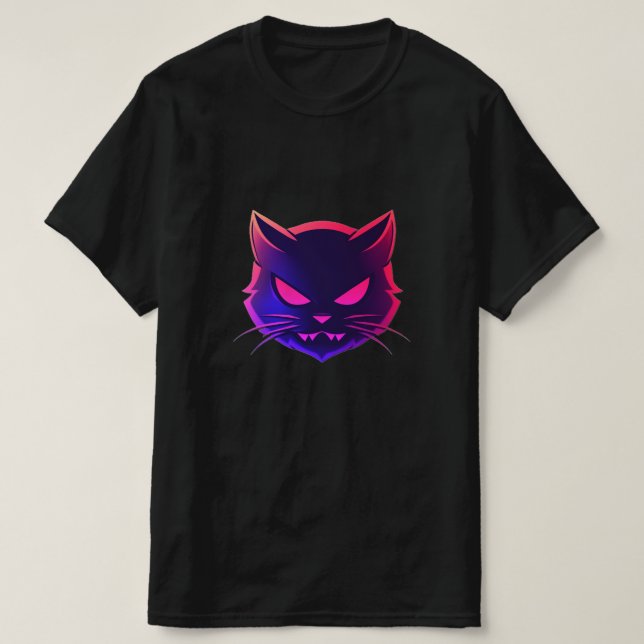 Camiseta Gato enojado: Neon T-shirt Art (Diseño del anverso)