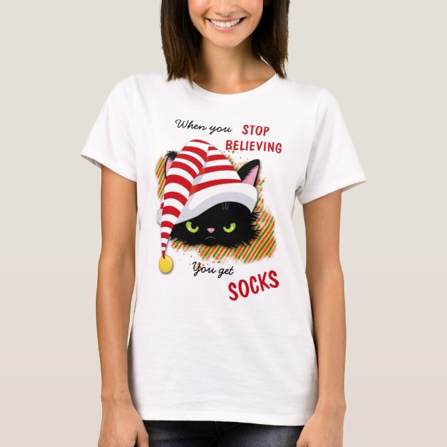 Camiseta Gato enojado que consigues Navidades de calcetines (Anverso)