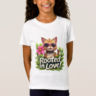 Camiseta Gato Enraizado En Amor Con Emblema De Gafas De Sol