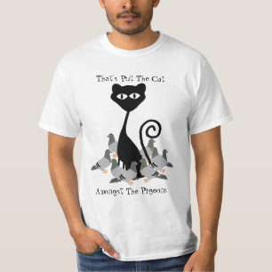 Camiseta Gato entre las palomas divertidas