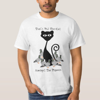 Camiseta Gato entre las palomas divertidas