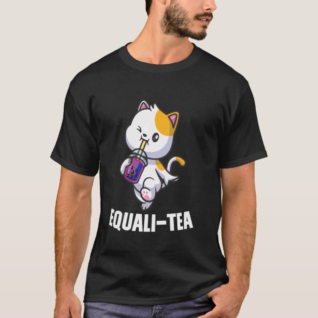 Camiseta gato equali-té Bisexual merch de bubble tea (Anverso)