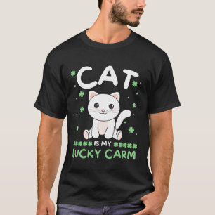 Camiseta Gato Es Mi Amuleto De La Suerte Trébol Día De San