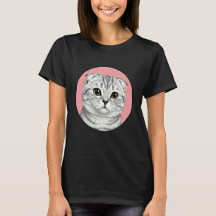 Camiseta Gato escocés plegable lindo felino mascota