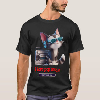 Camiseta gato escuchando música pop boy
