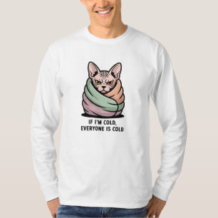 Camiseta Gato Esfinge Enojado Arte de Dibujos Animados con