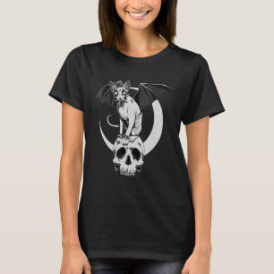 Camiseta Gato esfinge gótico murciélago bruja goth cráneo m