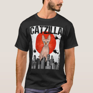 Camiseta Gato Esfinge Japonés Antiguo Divertido Catzilla