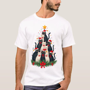 Camiseta Gato Esmoquin Árbol de Navidad Luces de Gato Esmoq