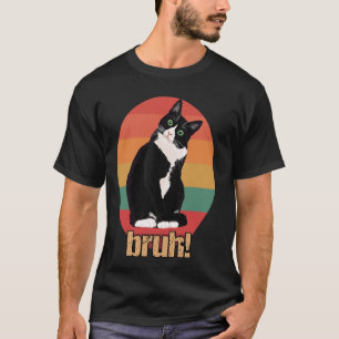 Camiseta Gato Esmoquin Círculo Retro Bruh Diciendo Madres P