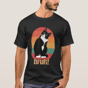 Camiseta Gato Esmoquin Círculo Retro Bruh Diciendo Madres P