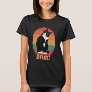 Camiseta Gato Esmoquin Círculo Retro Bruh Diciendo Madres P