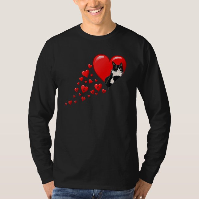 Camiseta Gato Esmoquin Día de San Valentín Corazón Para Gat (Anverso)